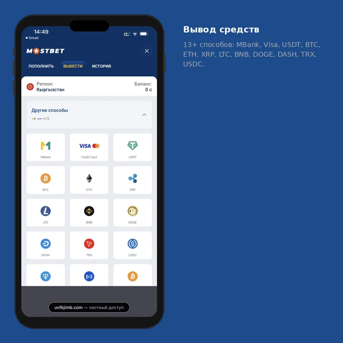 Способы вывода средств из Мостбет — карты, электронные кошельки, криптовалюта